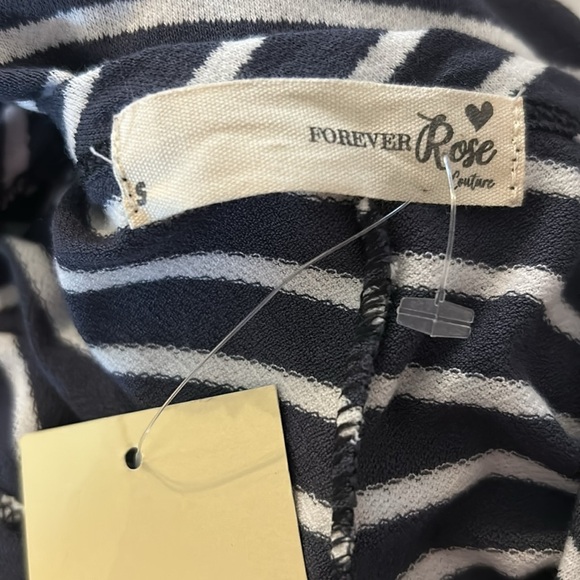 Forever Rose Couture Striped Blue and White Dress - Picture 5 of 5